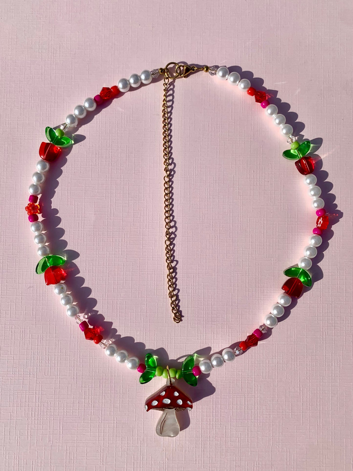 Mini Mushroom Beaded Necklace