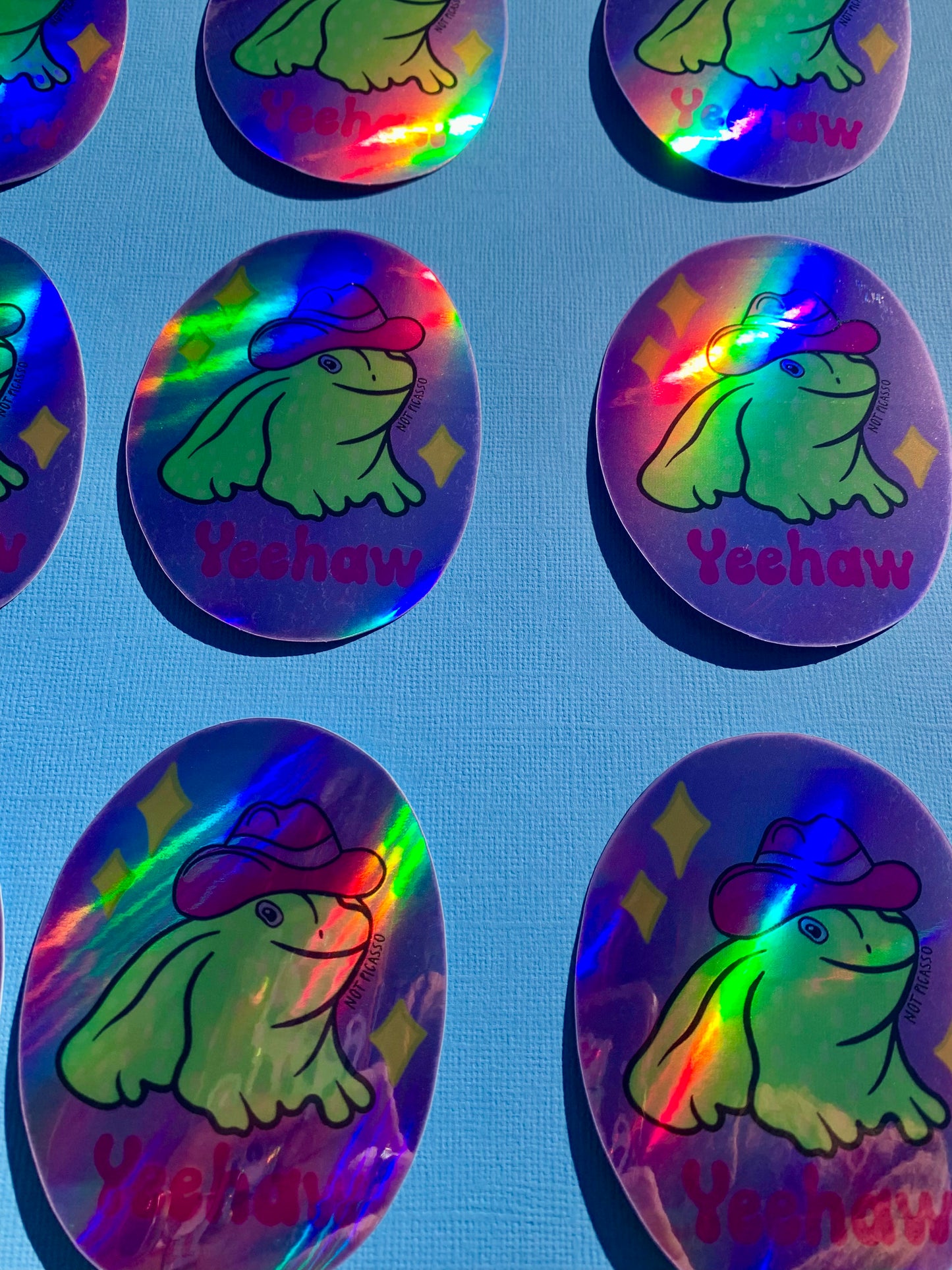Yeehaw Frog Holographic Sticker
