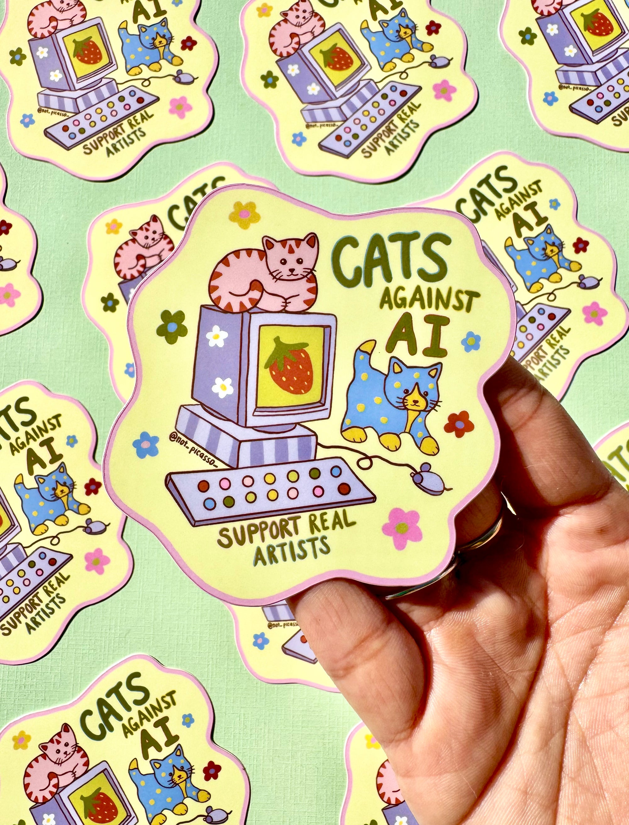Cats Against AI Sticker
