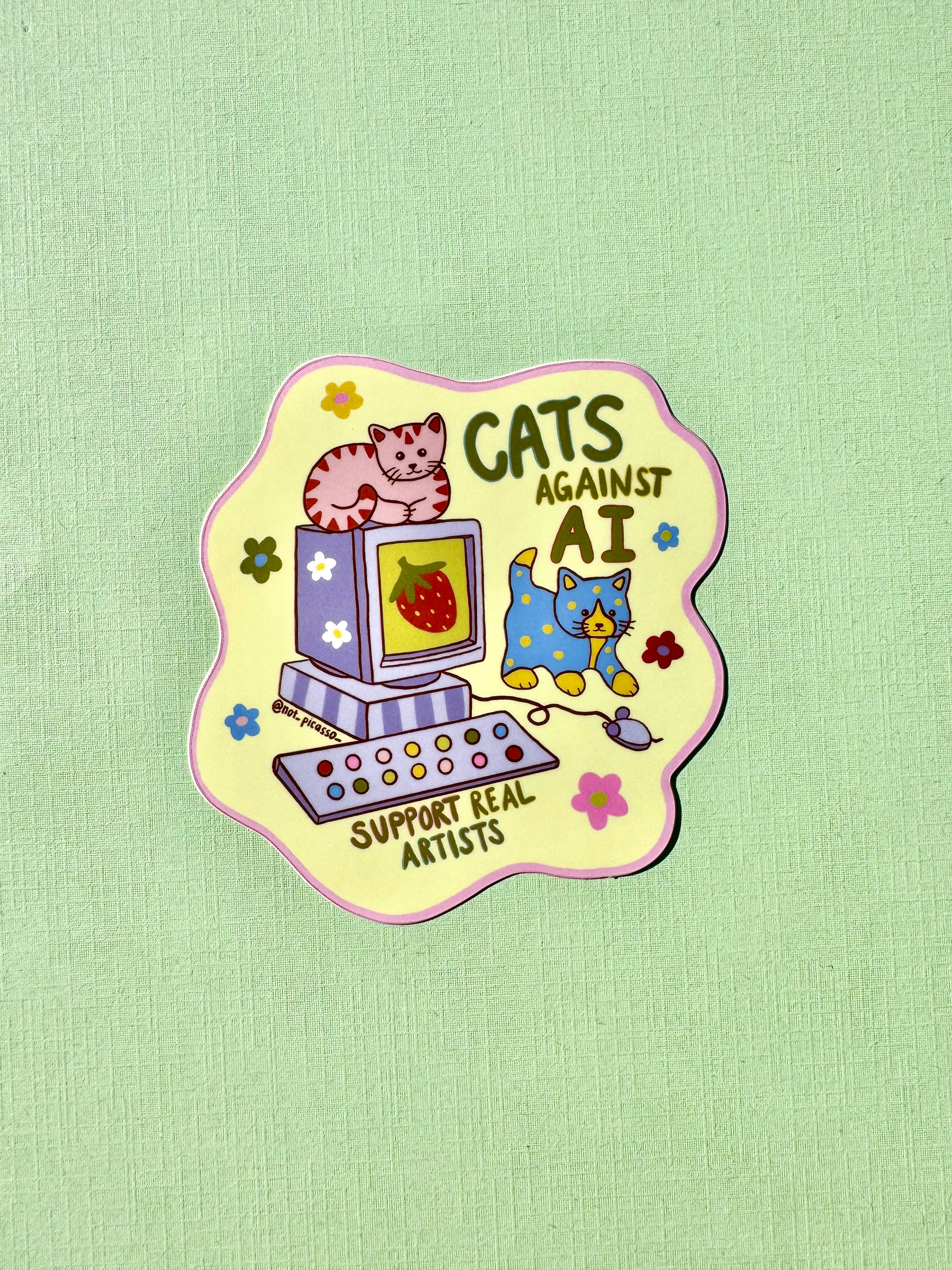 Cats Against AI Sticker