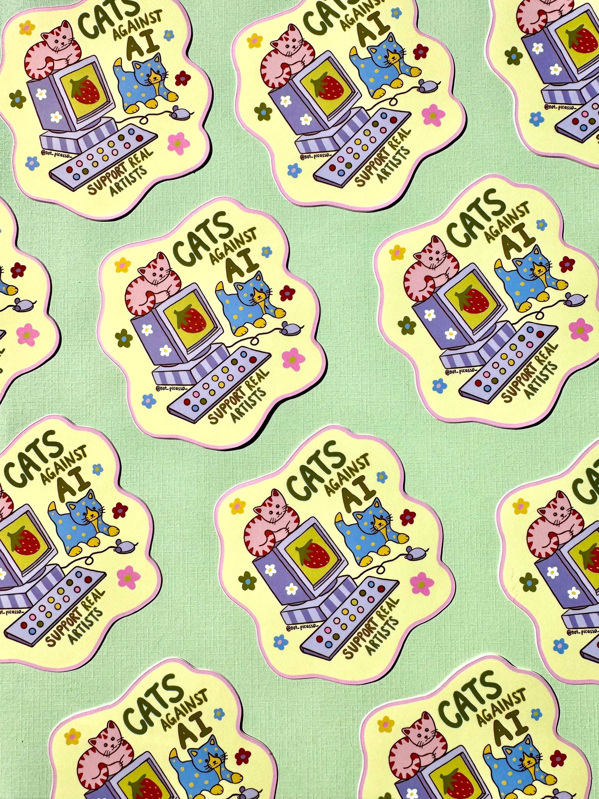 Cats Against AI Sticker