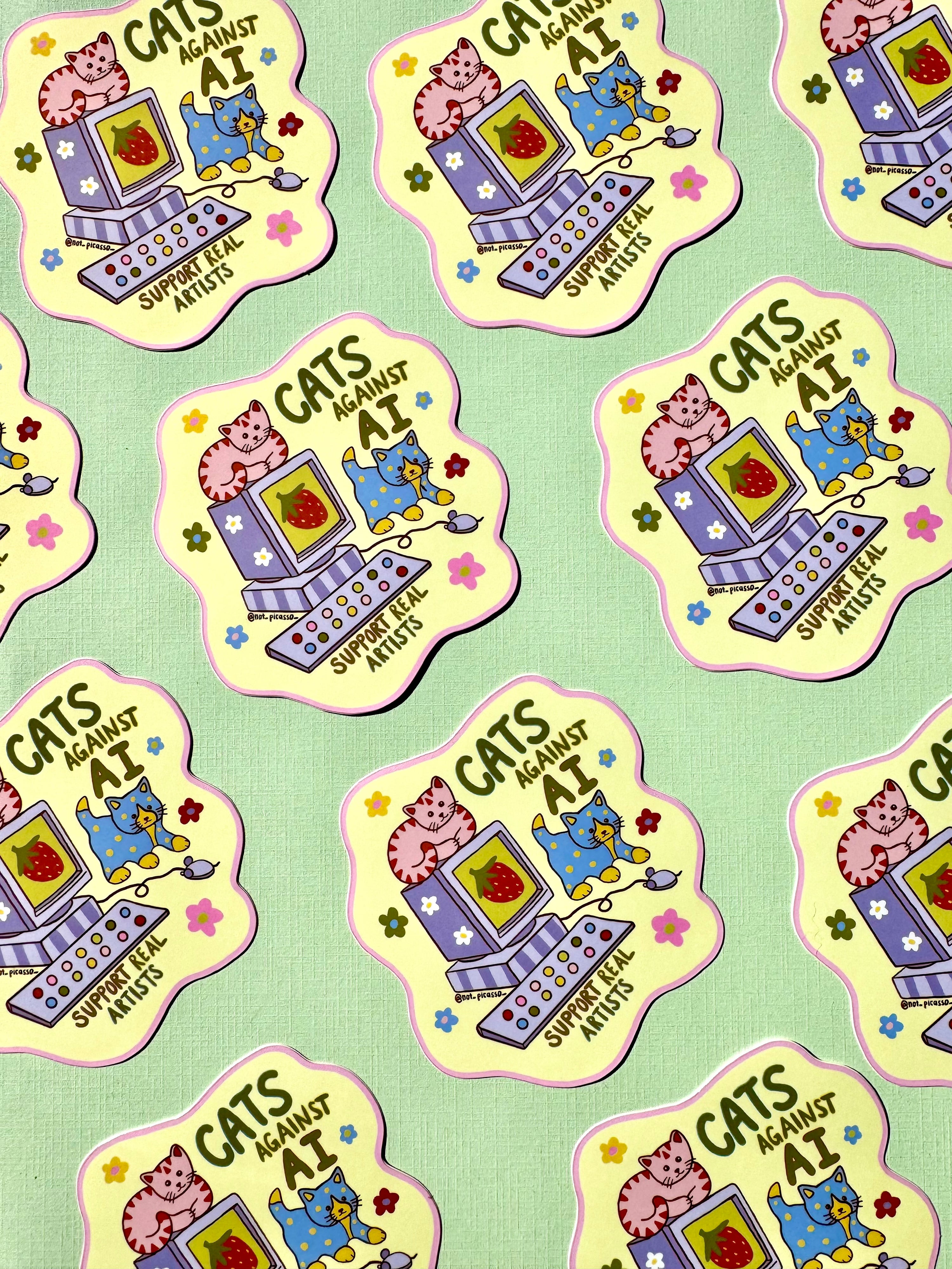 Cats Against AI Sticker