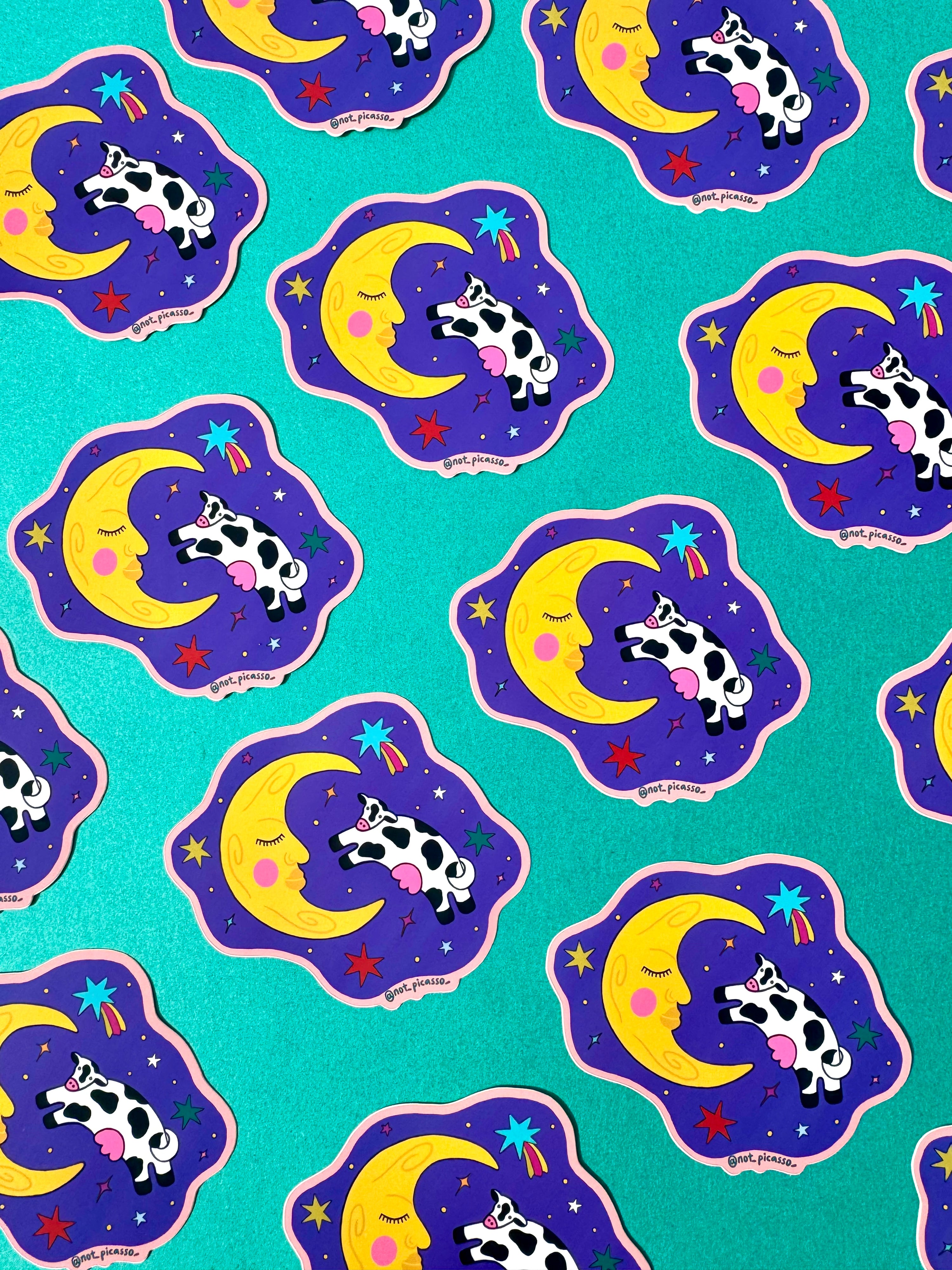 Honey Moo Moo Over the Moon Sticker