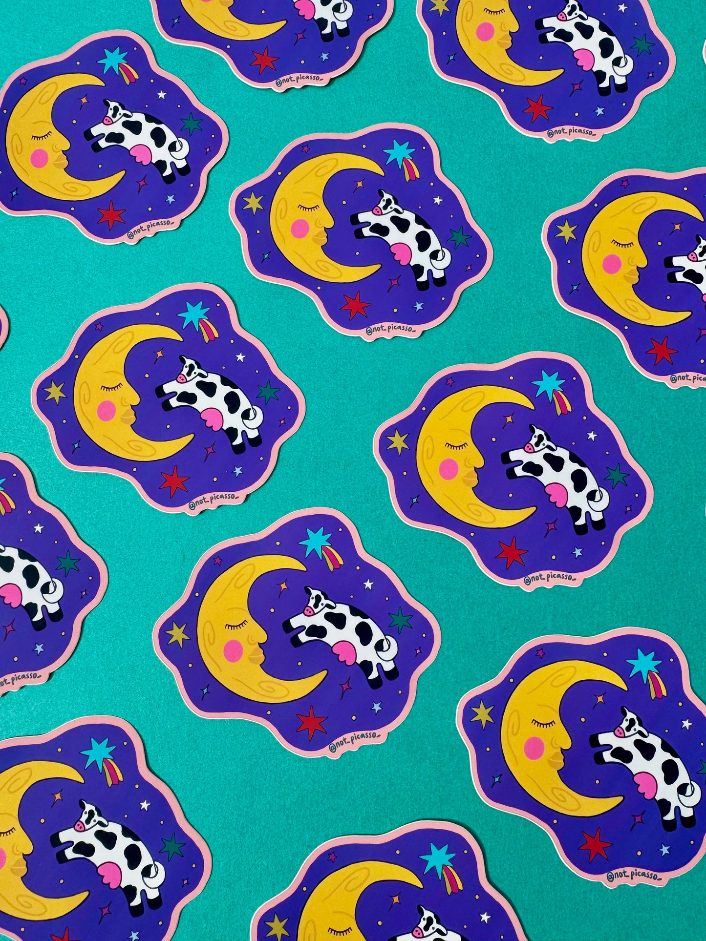 Honey Moo Moo Over the Moon Sticker