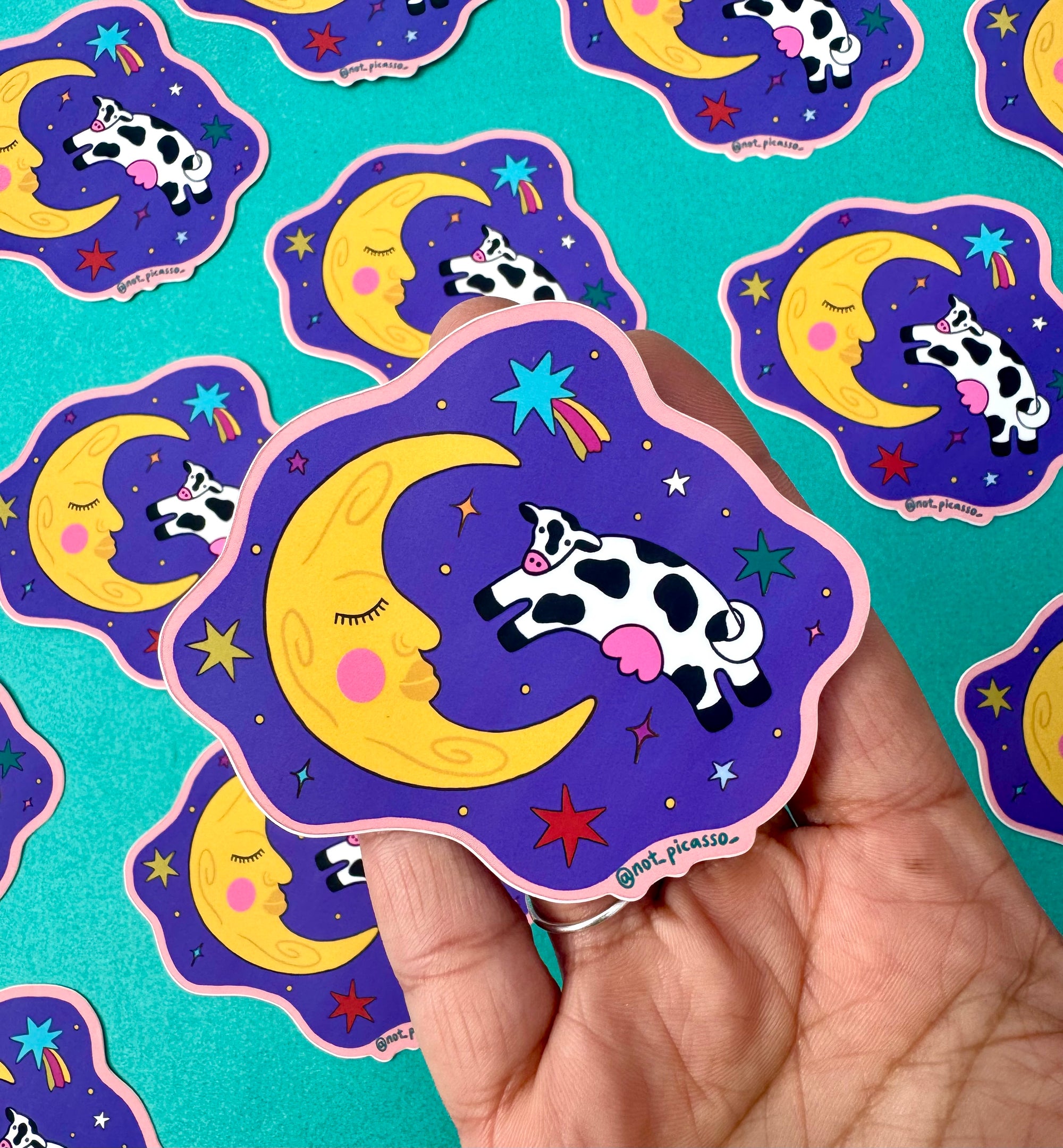 Honey Moo Moo Over the Moon Sticker