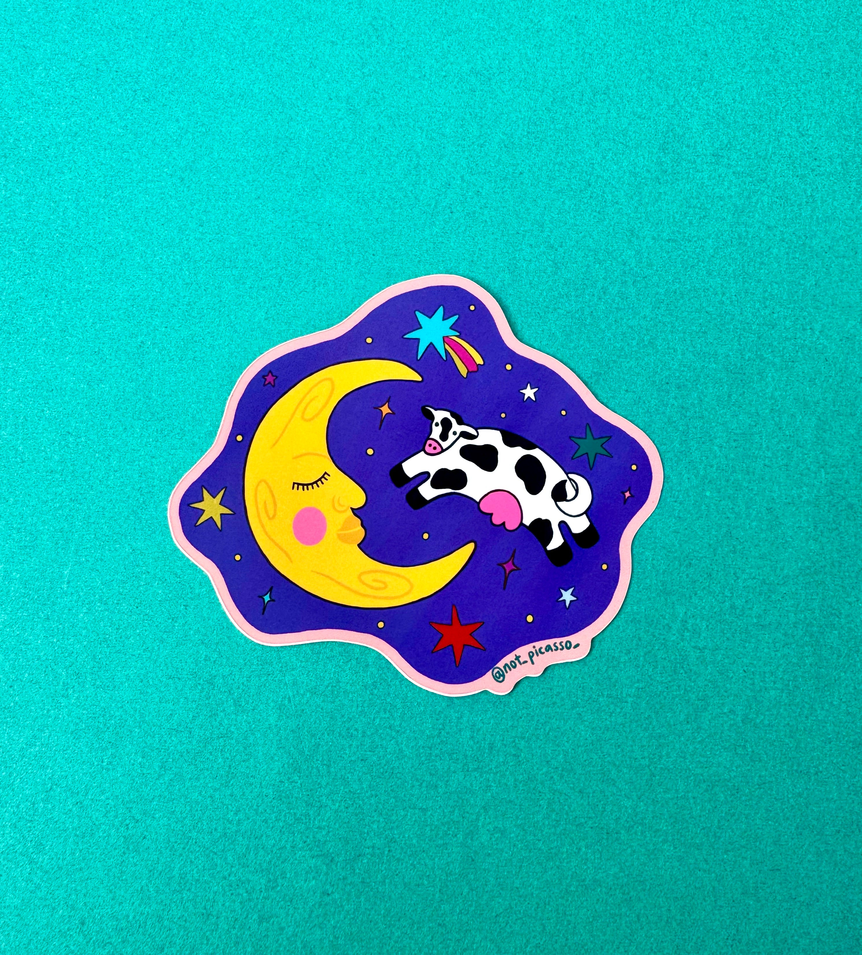 Honey Moo Moo Over the Moon Sticker