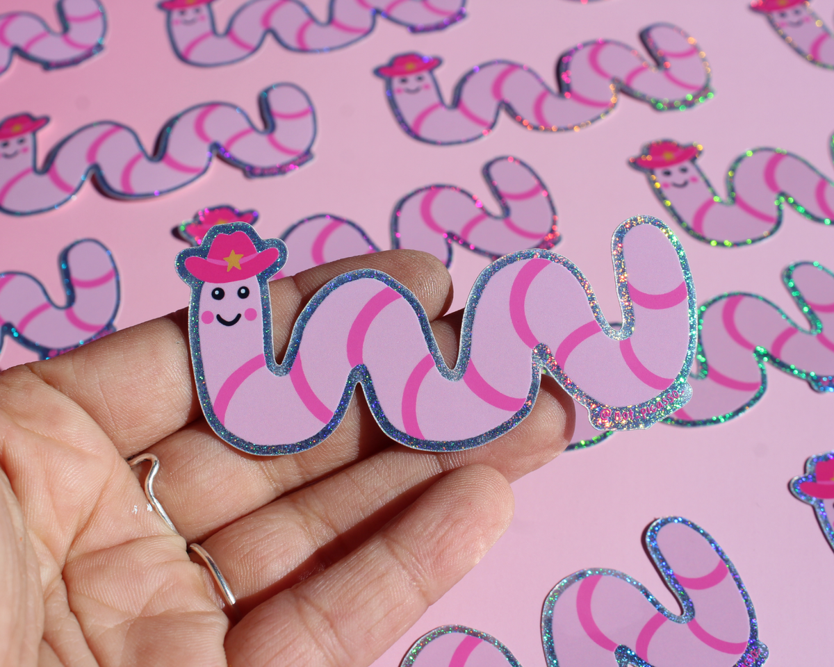 Cowboy Worm Sticker