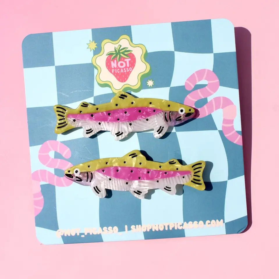 Rainbow Trout Hair Clip Set